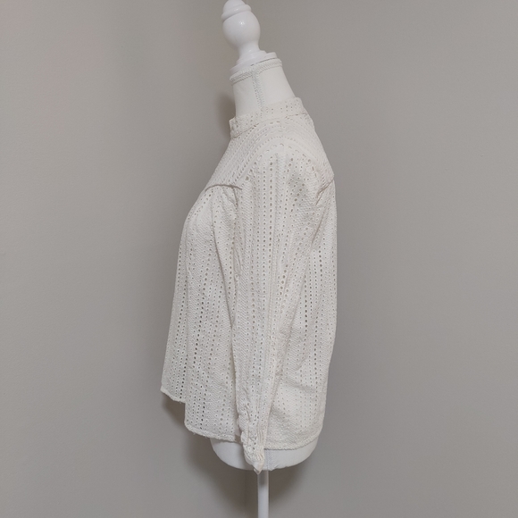 Banana Republic Eyelet, High collar, White, Petite small - Picture 3 of 6